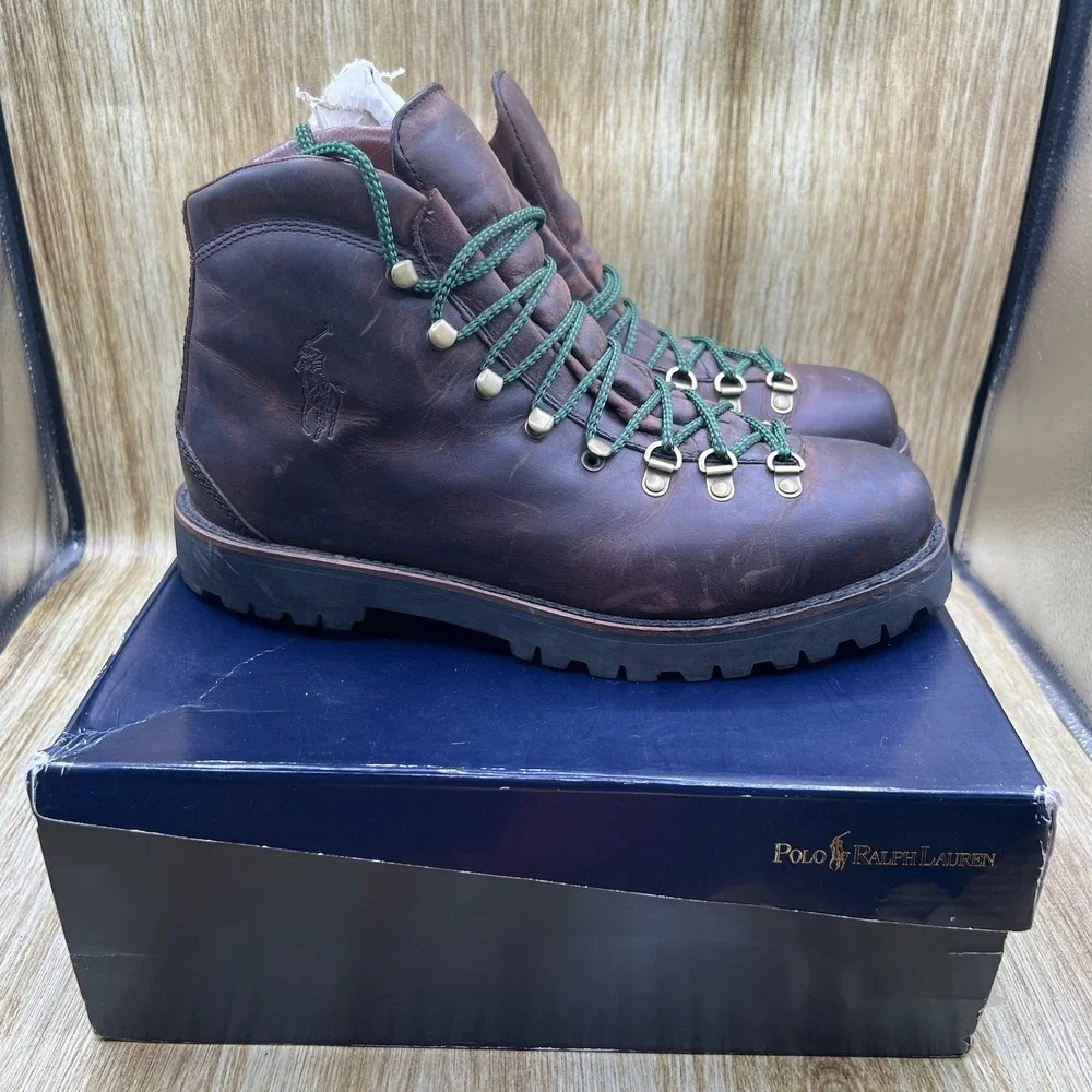 Polo Ralph Lauren Acworth Hiking Boots Men's Size 11 D Brown Oiled Calf Leather